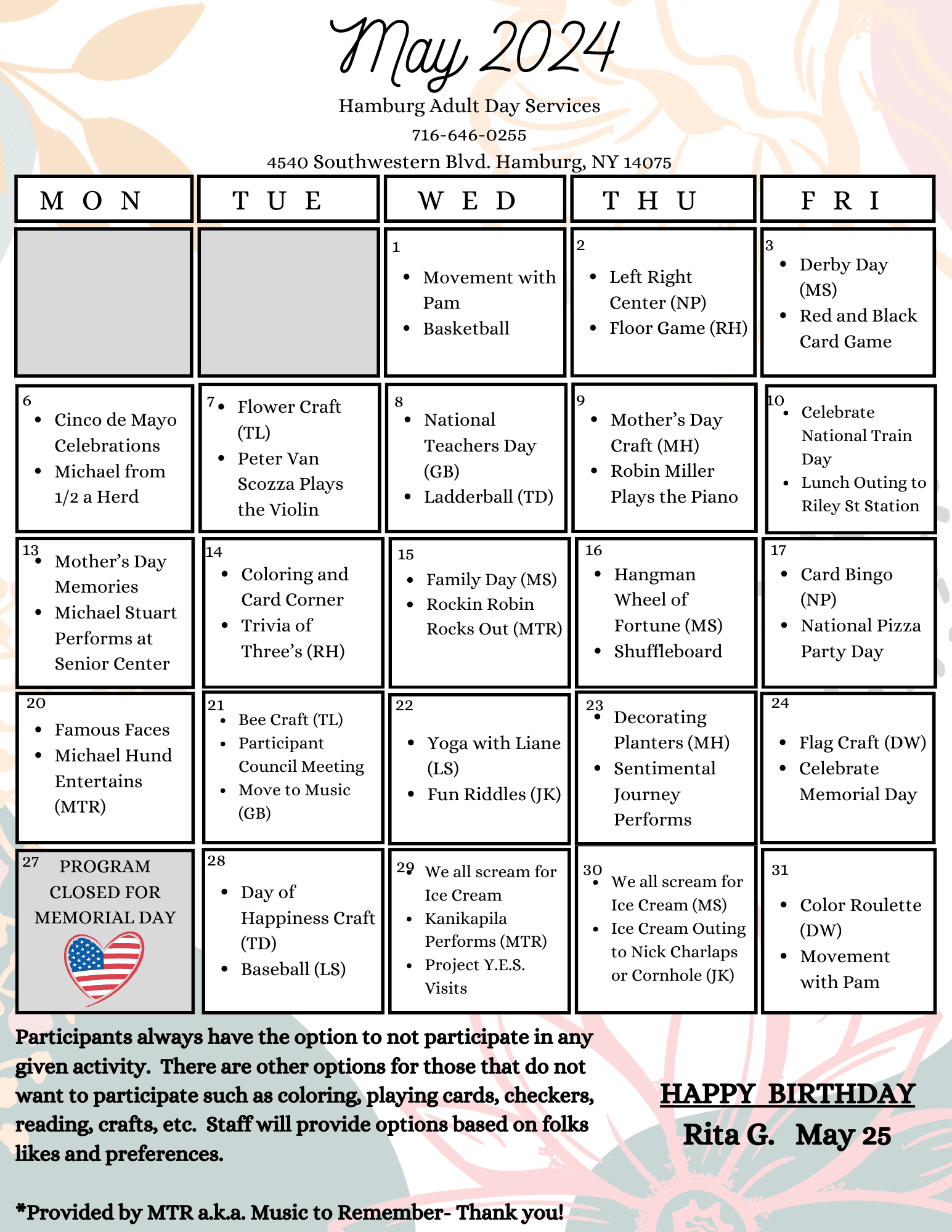 May Activity Calendar 2024