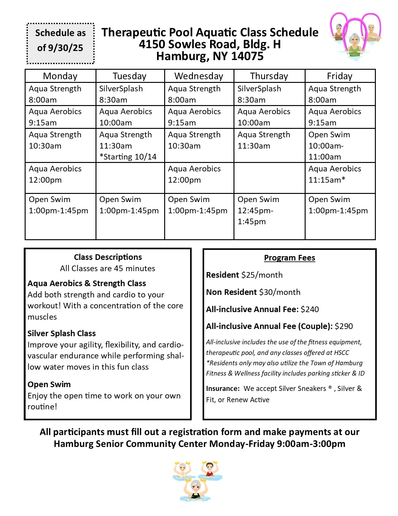 Aquatics Schedule update as of 9-30-25