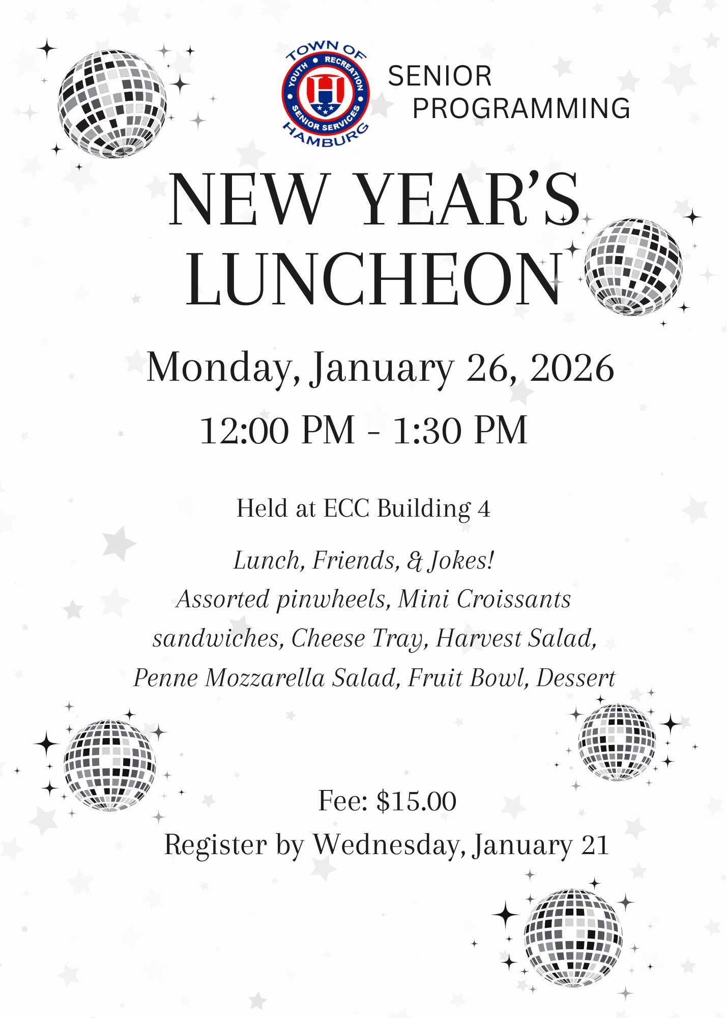 Black And White Elegant New Year Eve Party Invitation