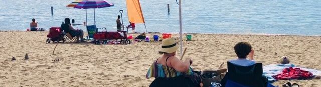 People Enjoying Hamburg Town Park Beach Facing the Water